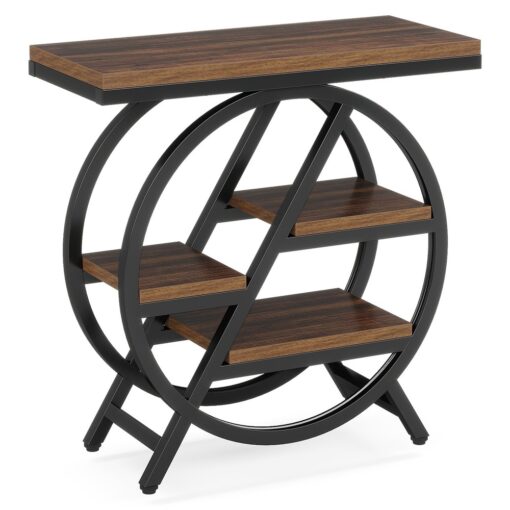 Bragg Perrin 4-Tier Side Table, Rustic Brown & Black