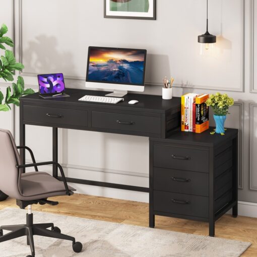 Bragg Prescott 130cm Student Computer Desk with Drawers, Black