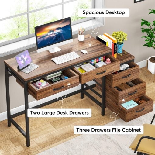 Bragg Prescott 130cm Student Computer Desk with Drawers, Black