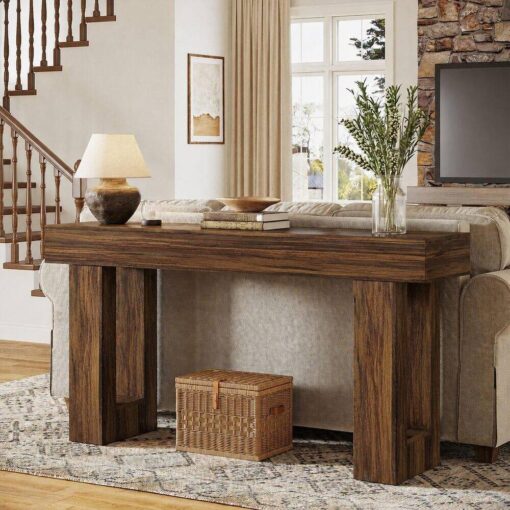 Bragg Rivington 160cm Console Entryway Table, Rustic Brown