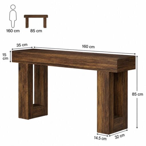 Bragg Rivington 160cm Console Entryway Table, Rustic Brown
