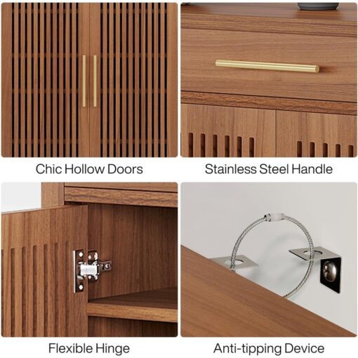 Bragg Weston 5-Tier Shoe Storage Cabinet with Drawer, Caramel Brown - Image 6