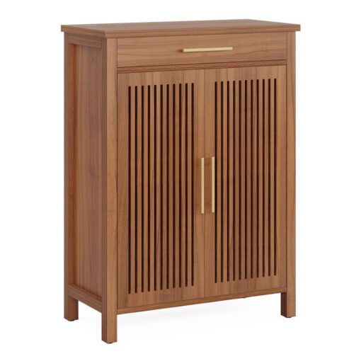 Bragg Weston 5-Tier Shoe Storage Cabinet with Drawer, Caramel Brown
